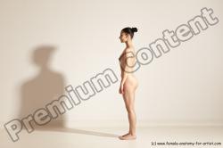 Nude Gymnastic poses Woman White Slim long brown Dancing Dynamic poses Pinup