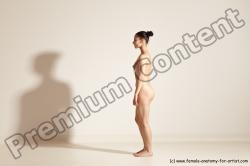 Nude Gymnastic poses Woman White Slim long brown Dancing Dynamic poses Pinup