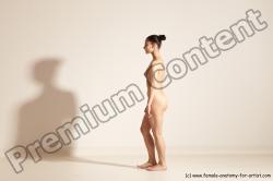 Nude Gymnastic poses Woman White Slim long brown Dancing Dynamic poses Pinup