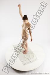 Nude Gymnastic poses Woman White Standing poses - ALL Slim long brown Multi angle poses Pinup