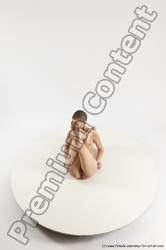 Nude Woman White Laying poses - ALL Slim Laying poses - on back bald Multi angle poses Pinup