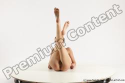 Nude Woman White Laying poses - ALL Slim Laying poses - on back bald Multi angle poses Pinup