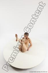 Nude Woman White Laying poses - ALL Slim Laying poses - on back bald Multi angle poses Pinup