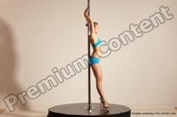 Underwear Gymnastic poses Woman White Moving poses Slim long blond Dynamic poses Academic