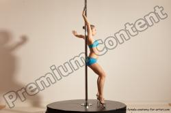 Underwear Gymnastic poses Woman White Moving poses Slim long blond Dynamic poses Academic