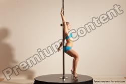 Underwear Gymnastic poses Woman White Moving poses Slim long blond Dynamic poses Academic