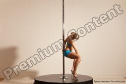 Underwear Gymnastic poses Woman White Moving poses Slim long blond Dynamic poses Academic