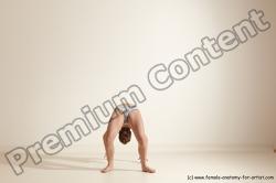 Swimsuit Gymnastic poses Woman White Moving poses Slim long brown Dynamic poses Academic