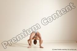 Swimsuit Gymnastic poses Woman White Moving poses Slim long brown Dynamic poses Academic