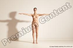 Nude Gymnastic poses Woman White Slim long brown Dancing Dynamic poses Pinup