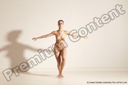 Nude Gymnastic poses Woman White Slim long brown Dancing Dynamic poses Pinup