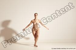 Nude Gymnastic poses Woman White Slim long brown Dancing Dynamic poses Pinup