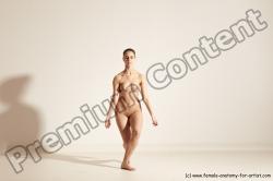 Nude Gymnastic poses Woman White Slim long brown Dancing Dynamic poses Pinup