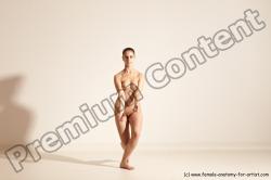 Nude Gymnastic poses Woman White Slim long brown Dancing Dynamic poses Pinup