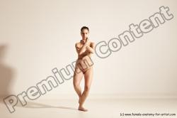 Nude Gymnastic poses Woman White Slim long brown Dancing Dynamic poses Pinup