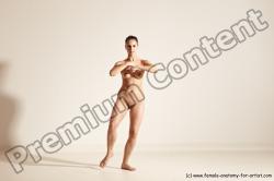 Nude Gymnastic poses Woman White Slim long brown Dancing Dynamic poses Pinup