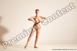 Nude Gymnastic poses Woman White Slim long brown Dancing Dynamic poses Pinup