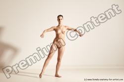 Nude Gymnastic poses Woman White Slim long brown Dancing Dynamic poses Pinup