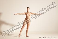 Nude Gymnastic poses Woman White Slim long brown Dancing Dynamic poses Pinup