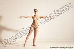 Nude Gymnastic poses Woman White Slim long brown Dancing Dynamic poses Pinup