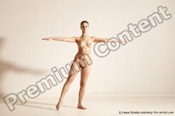 Nude Gymnastic poses Woman White Slim long brown Dancing Dynamic poses Pinup