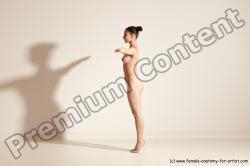 Nude Gymnastic poses Woman White Slim long brown Dancing Dynamic poses Pinup