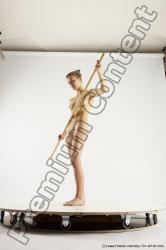 Nude Fighting with spear Woman White Standing poses - ALL Athletic long blond Standing poses - simple Multi angle poses Pinup