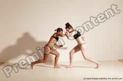 Underwear Martial art Woman - Woman White Moving poses Athletic medium brown Dynamic poses Academic