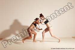 Underwear Martial art Woman - Woman White Moving poses Athletic medium brown Dynamic poses Academic