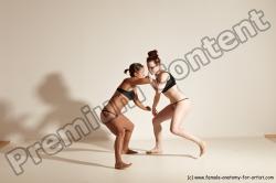 Underwear Martial art Woman - Woman White Moving poses Athletic medium brown Dynamic poses Academic