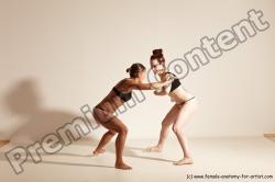 Underwear Martial art Woman - Woman White Moving poses Athletic medium brown Dynamic poses Academic