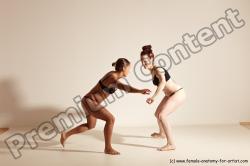 Underwear Martial art Woman - Woman White Moving poses Athletic medium brown Dynamic poses Academic