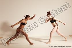 Underwear Martial art Woman - Woman White Moving poses Athletic medium brown Dynamic poses Academic