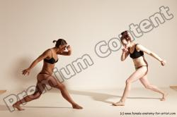 Underwear Martial art Woman - Woman White Moving poses Athletic medium brown Dynamic poses Academic