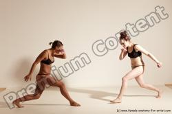 Underwear Martial art Woman - Woman White Moving poses Athletic medium brown Dynamic poses Academic