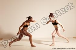 Underwear Martial art Woman - Woman White Moving poses Athletic medium brown Dynamic poses Academic