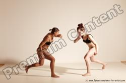 Underwear Martial art Woman - Woman White Moving poses Athletic medium brown Dynamic poses Academic