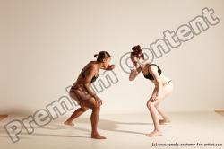 Underwear Martial art Woman - Woman White Moving poses Athletic medium brown Dynamic poses Academic