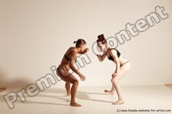 Underwear Martial art Woman - Woman White Moving poses Athletic medium brown Dynamic poses Academic