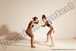 Underwear Martial art Woman - Woman White Moving poses Athletic medium brown Dynamic poses Academic