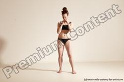 Underwear Martial art Woman White Moving poses Slim medium brown Dynamic poses Academic