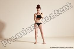 Underwear Martial art Woman White Moving poses Slim medium brown Dynamic poses Academic