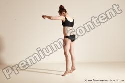 Underwear Martial art Woman White Moving poses Slim medium brown Dynamic poses Academic