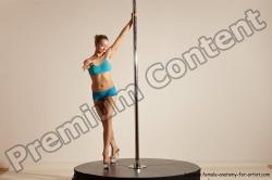 Underwear Gymnastic poses Woman White Moving poses Slim long blond Dynamic poses Academic