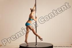 Underwear Gymnastic poses Woman White Moving poses Slim long blond Dynamic poses Academic