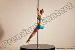 Underwear Gymnastic poses Woman White Moving poses Slim long blond Dynamic poses Academic