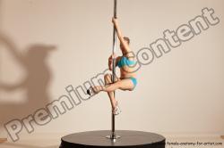 Underwear Gymnastic poses Woman White Moving poses Slim long blond Dynamic poses Academic