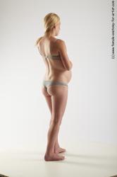 Underwear Woman White Standing poses - ALL Pregnant long blond Standing poses - simple Academic
