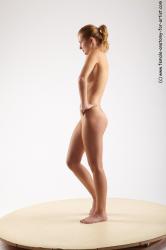 Nude Woman White Standing poses - ALL Slim long blond Standing poses - simple Pinup