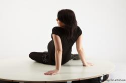 Casual Woman White Sitting poses - ALL Pregnant long brown Sitting poses - simple Academic